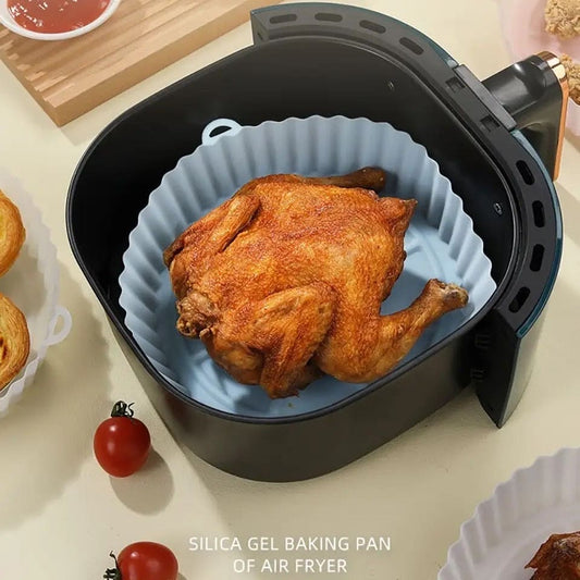 Silicone Air Fryer Roasting Pans with Handles - Non-stick, Heat-Resistant Baking Trays for Air Fryer, Perfect for Holidays - Round Baker Shape Festival Days party's